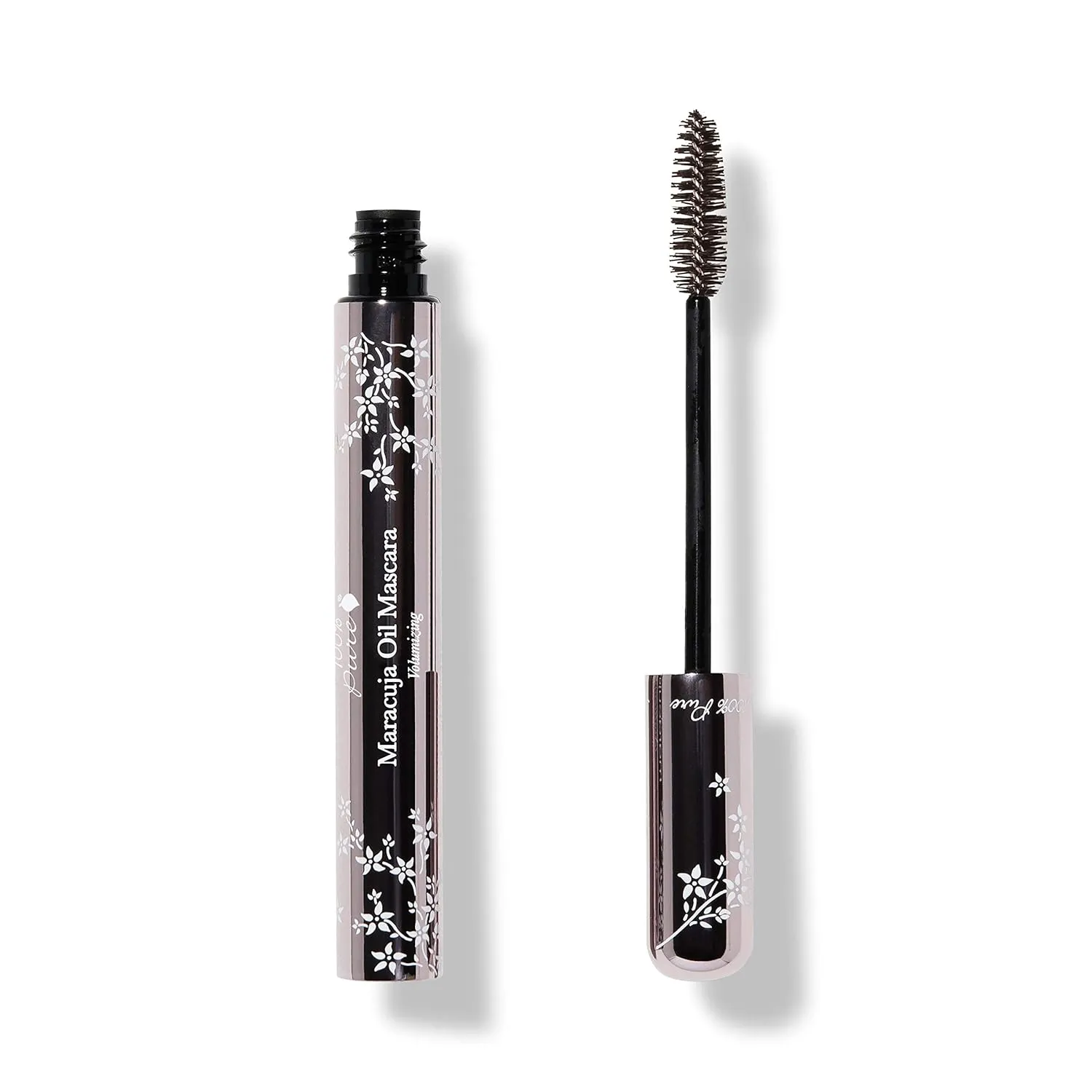 100% PURE Maracuja Oil Mascara Dramatic Intense Volume & Length Natural Fruit Pigmented Voluminous Eyelash Makeup No Clumping, Smudging or Flaking - Vegan, Dark Chocolate Color - 0.35 oz