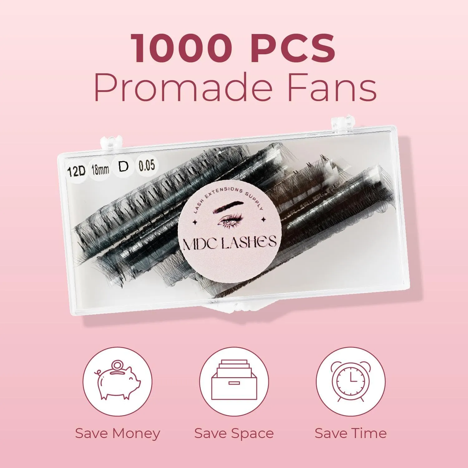 1000 Fans Premade Volume Eyelash Extensions – 5D-20D C/CC/D Curl 10–18mm Length 0.05/0.07mm Thickness Ultra Speed Promade Fans Black PBT Professional Lash Supplies Pestañas Pelo A Pelo