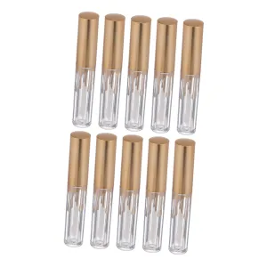 10Pcs Lip Gloss Bottles Cylindrical Lip Containers with Brush Body for Easy Volume Check