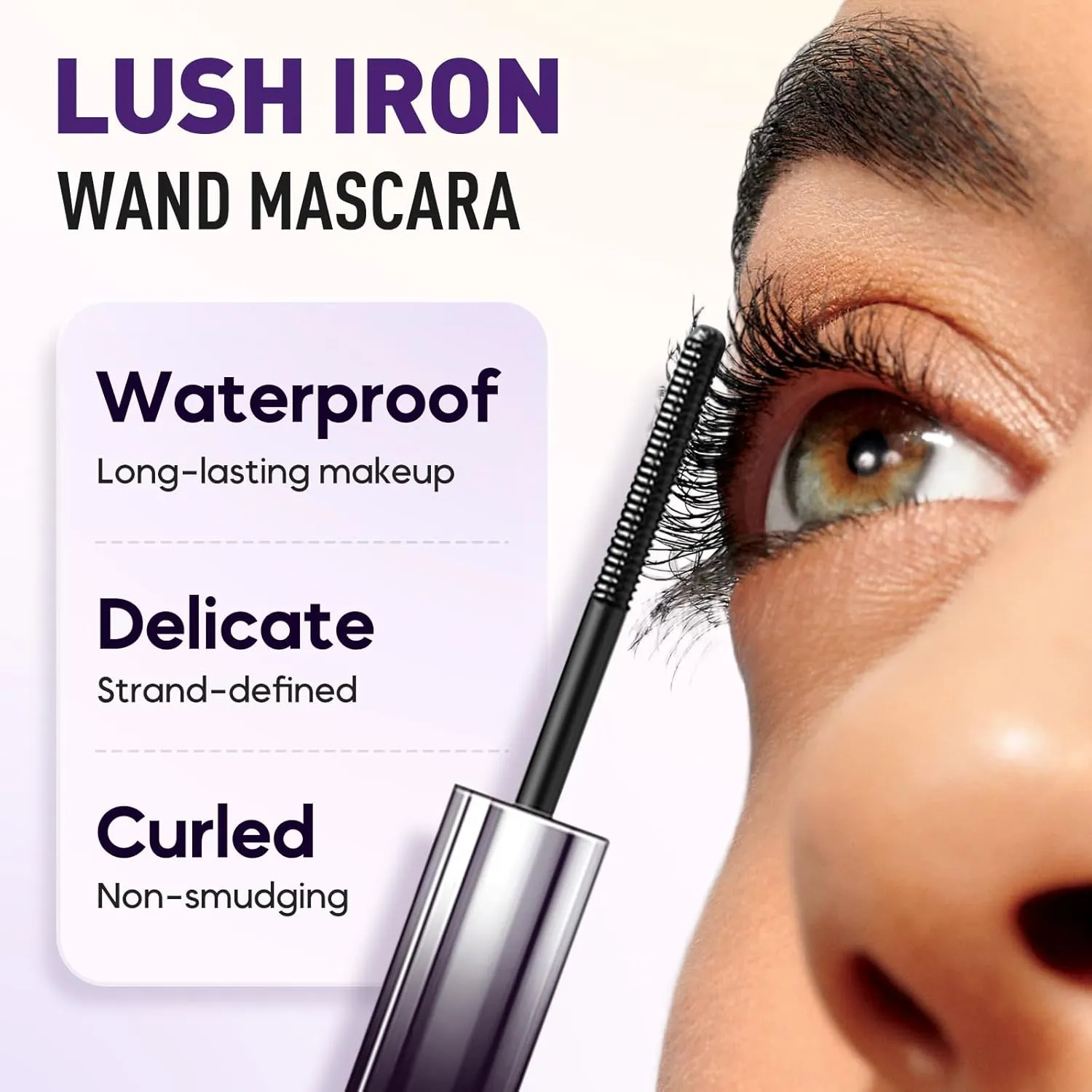 2025 New Black Washable Metal Mascara Wand, Brushless Metal WanAd Mascara, Waterproof Long Lasting Extensions Lash Curling (Brown)