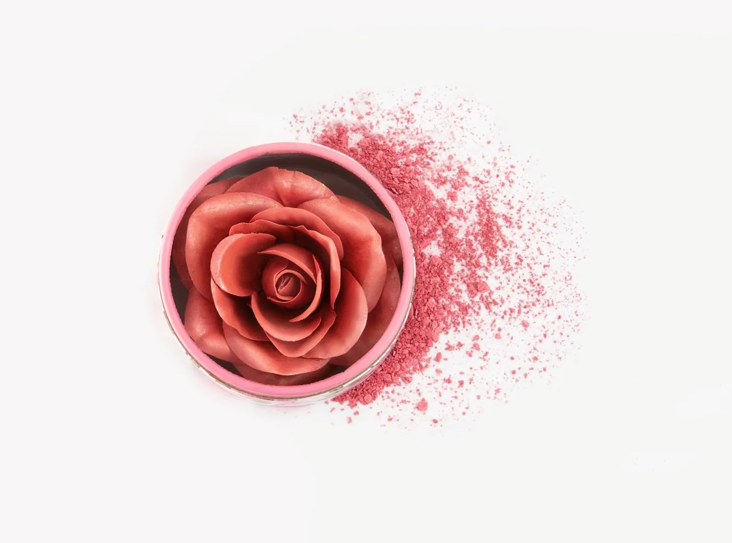 3D petal rose makeup blush gift highlighter Rare beauty blush rubor forma de rosa real rose flower red blush (Pink)