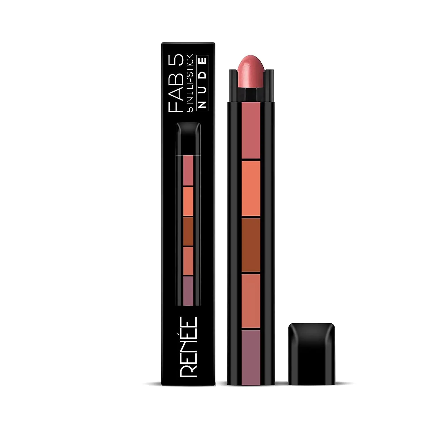 5 Nude 5 in 1 Lipstick 7.5gm - Five Shades in One -long Lasting, Matte Finish - Non Drying Formula With Intense Color Payoff - Compact & Easy to Use