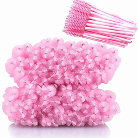 500 Pieces Eyelashes/Eyebrows Brushes, 10CM Lash Removal Cleaning Tools, Gradient Handle, Makeup Tools Mascara Wands(Simple Packaging)-(Gradient Pink)