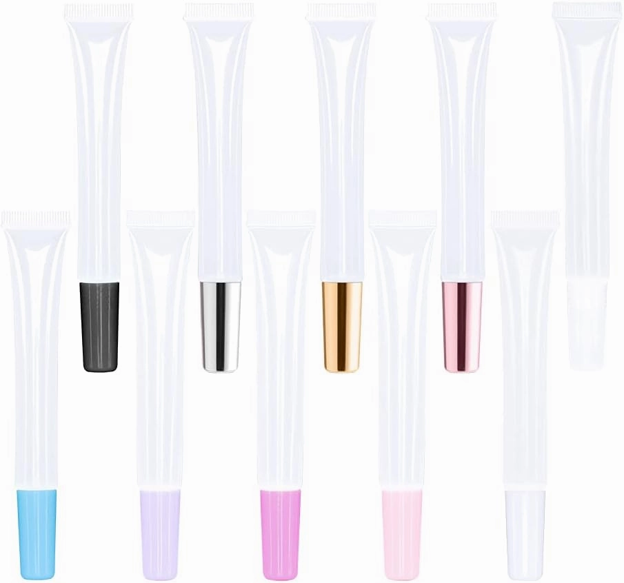 50 PCS Empty long slim 15ml squeeze pink lip gloss tubes lip oil sofe lipgloss tubes (pink lid)