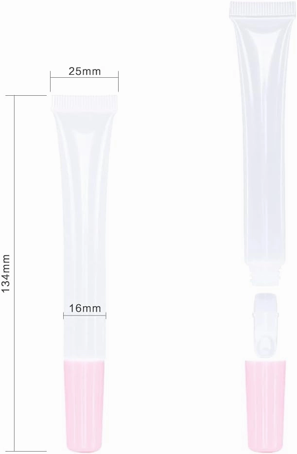 50 PCS Empty long slim 15ml squeeze pink lip gloss tubes lip oil sofe lipgloss tubes (pink lid)