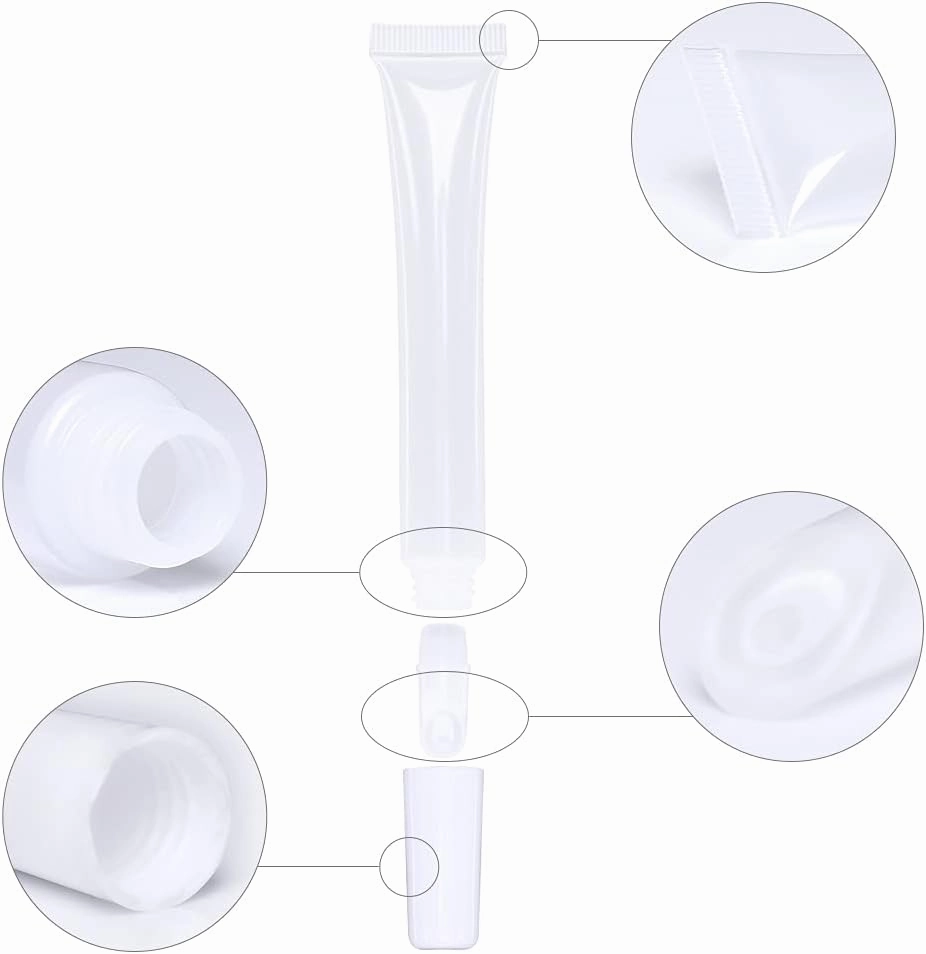 50 PCS Empty long slim 15ml squeeze pink lip gloss tubes lip oil sofe lipgloss tubes (pink lid)