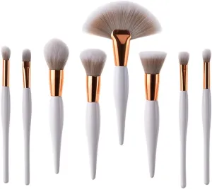 8 Pcs Professional White Makeup Brushes Sets Powder Blush Foundation Eyeshadow Make Up Brushes Rose Gold Aluminum Tube