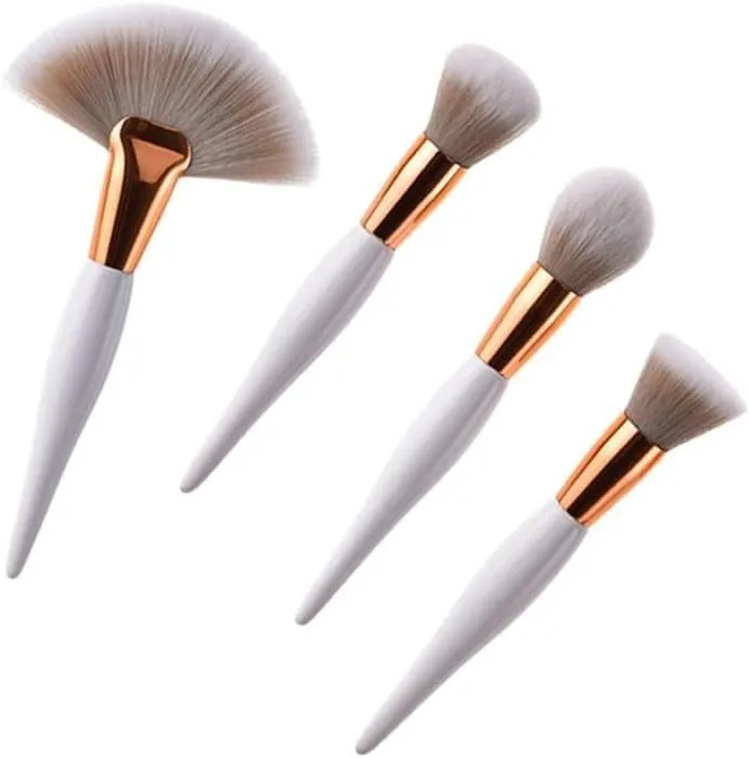 8 Pcs Professional White Makeup Brushes Sets Powder Blush Foundation Eyeshadow Make Up Brushes Rose Gold Aluminum Tube