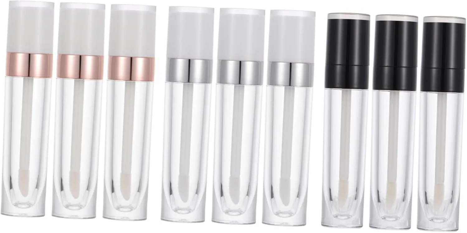 9pcs Empty Tube of Lip Gloss Lipgloss Organizers Bottled 5ml Lip Gloss Bottles Rose Gold Lip Gloss Tube Lip Gloss Tubes Lip Color Container Glass Bottle Mini Plastic