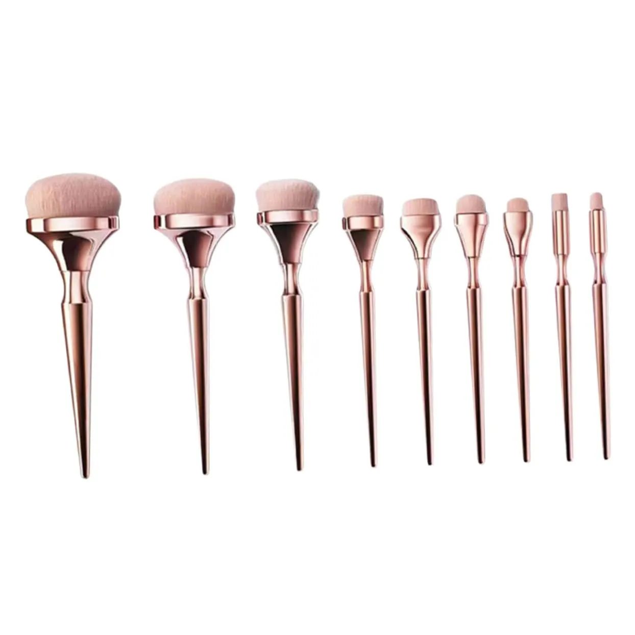 9Pcs Professional Makeup Brush Plated Handle Beauty Tools for Makeup Enthusiasts and Artists Versatile Brushes for Eyeshadow Foundation and Blush Applications