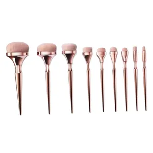 9Pcs Professional Makeup Brush Plated Handle Beauty Tools for Makeup Enthusiasts and Artists Versatile Brushes for Eyeshadow Foundation and Blush Applications