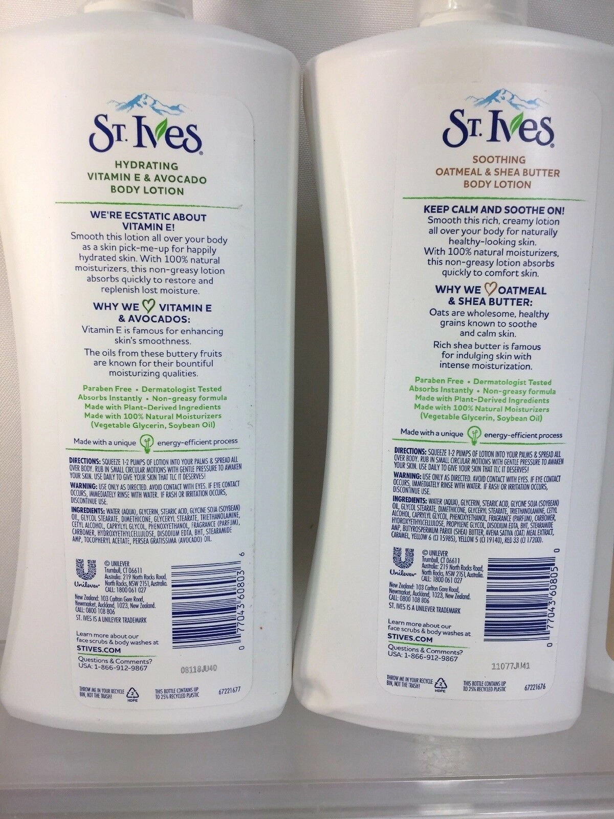 (4) St. Ives Soothing Oatmeal Shea Butter Hydrating Avocado Body Lotion 21oz