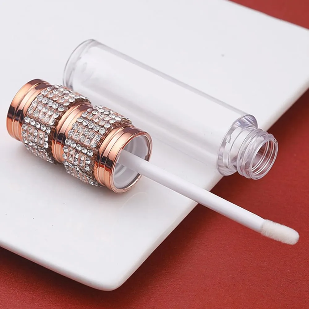 AMORIX 72 Pack 5ml Rose Gold Crystal Lip Gloss Tubes with Wand 5ml Empty Lip Gloss Containers Lipgloss Bottles with 4pcs Syringes   Labels for DIY Lip Gloss