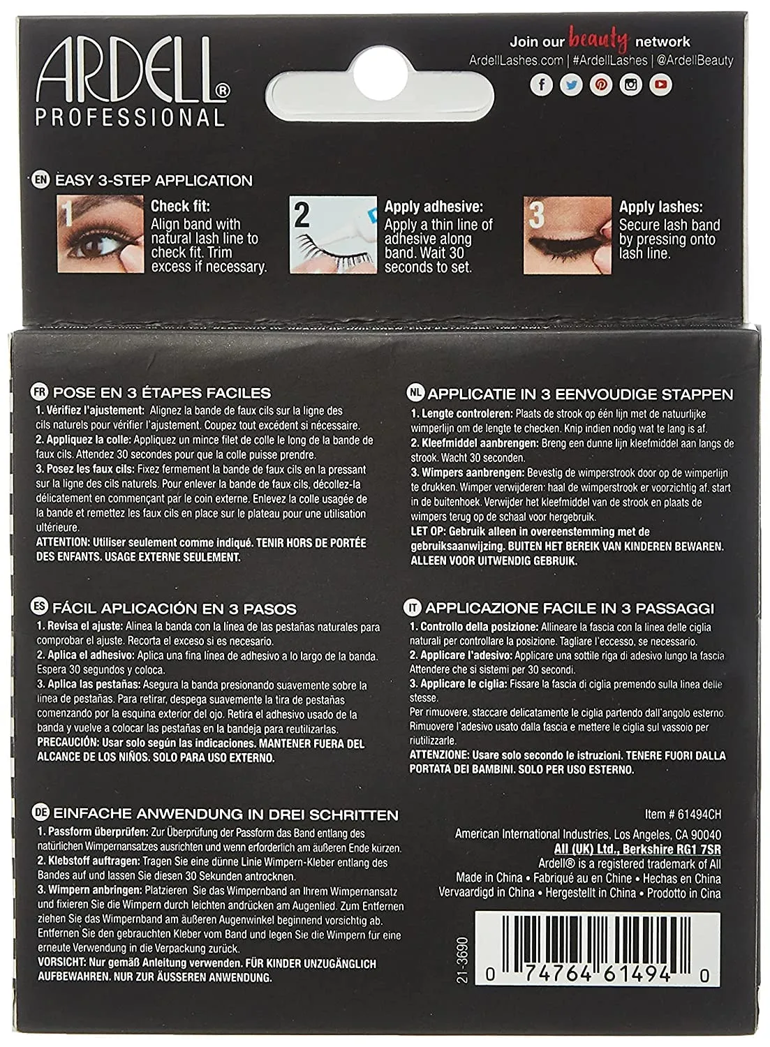 Ardell Demi Wispies False Eyelashes, Black - Full Volume Demi Wispies, Reusable Strip Lashes for Eye Make-up Enhancement, 2 Pack