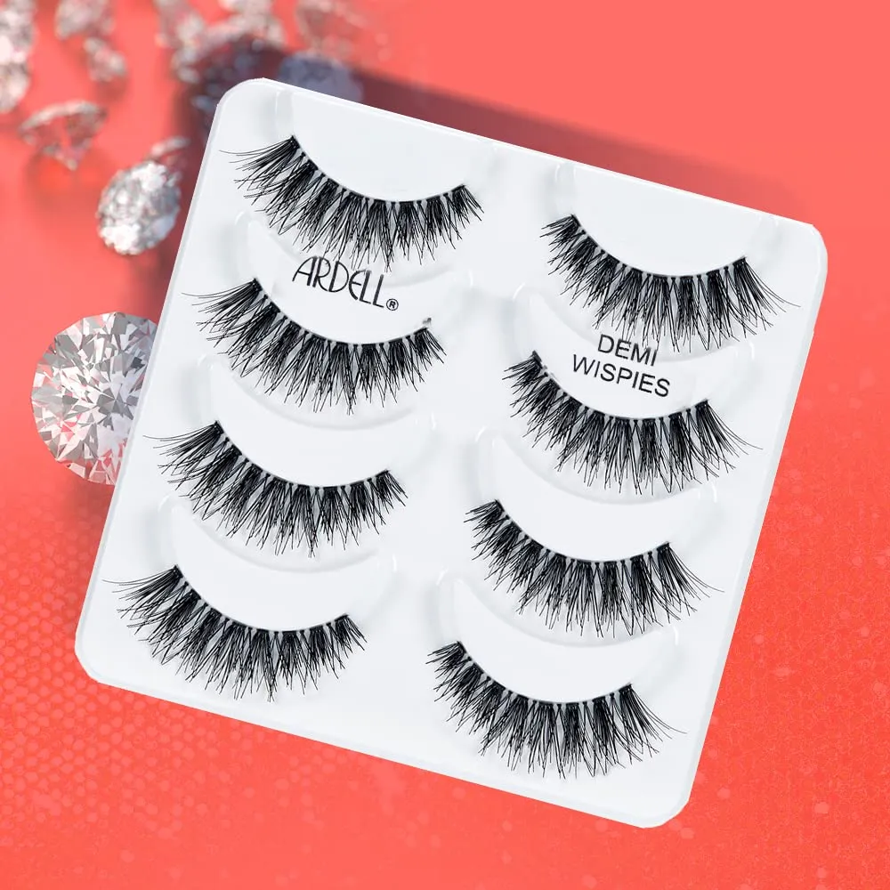 Ardell Demi Wispies False Eyelashes, Black - Full Volume Demi Wispies, Reusable Strip Lashes for Eye Make-up Enhancement, 2 Pack