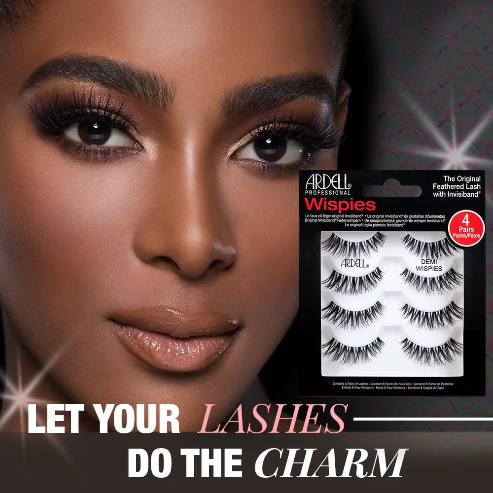 Ardell Demi Wispies False Eyelashes, Black - Full Volume Demi Wispies, Reusable Strip Lashes for Eye Make-up Enhancement, 2 Pack