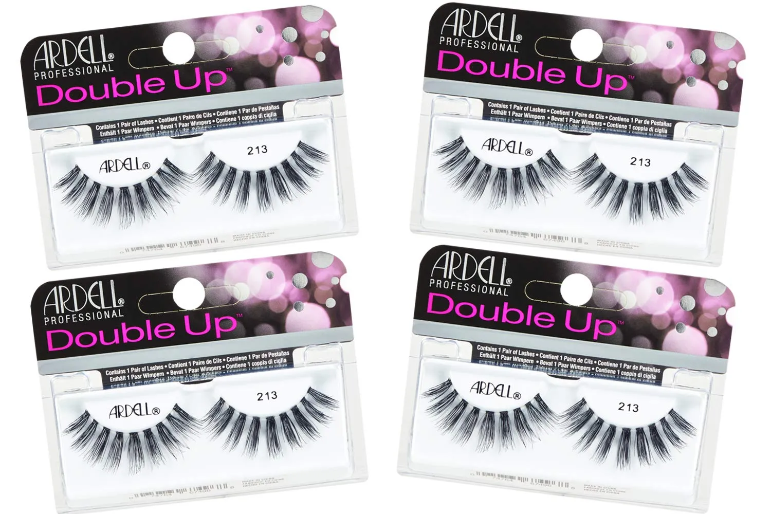 Ardell Double Up 213 False Eyelashes, Dramatic Volume and Length, Reusable Strip Lashes for Bold Eye Look, 4 Pairs