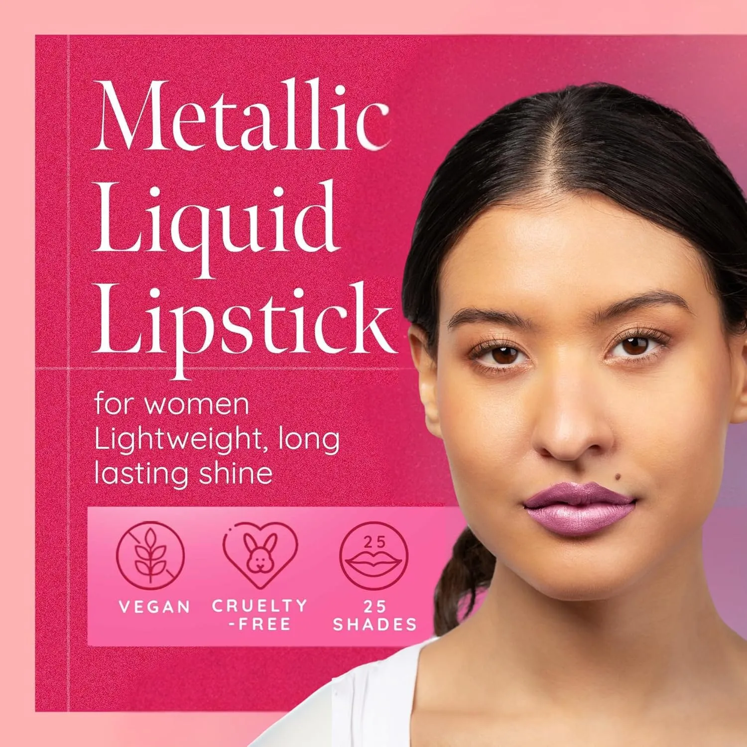 Aromi Cotton Candy Metallic Matte Liquid Lipstick, Frosty, Light Pink Lip Color with Shimmery Finish, Vegan & Cruelty-free, Long-Lasting Lipstick, Handmade (Cotton Candy)
