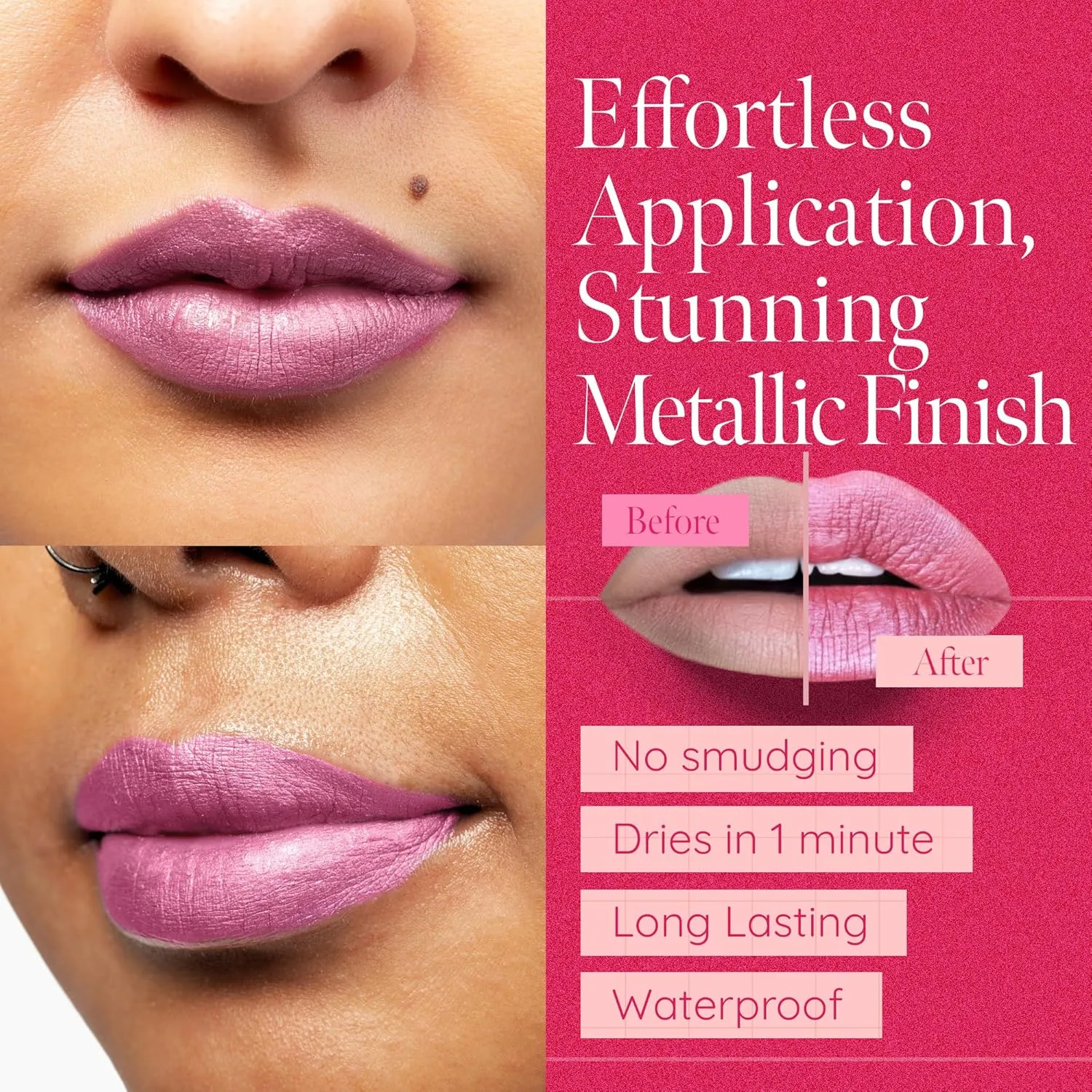 Aromi Cotton Candy Metallic Matte Liquid Lipstick, Frosty, Light Pink Lip Color with Shimmery Finish, Vegan & Cruelty-free, Long-Lasting Lipstick, Handmade (Cotton Candy)