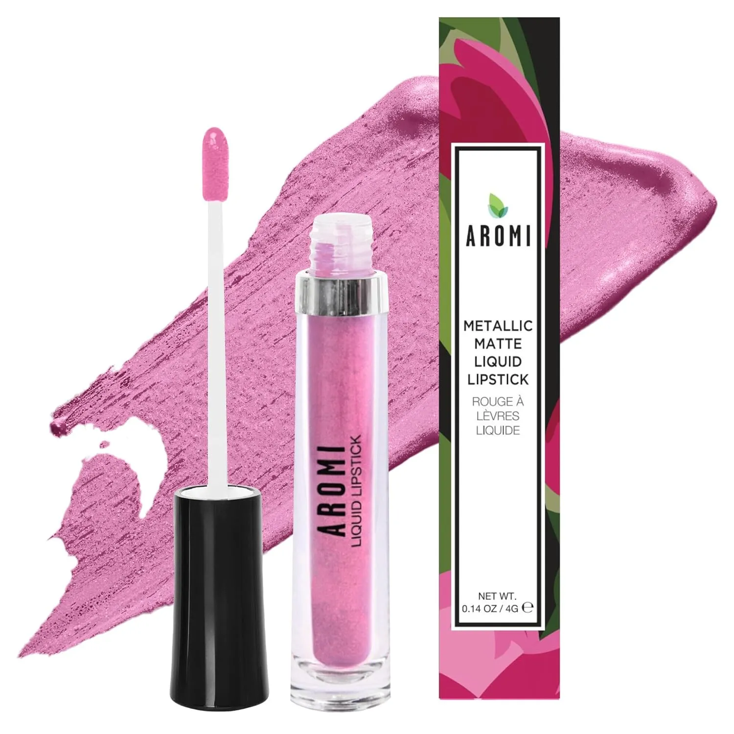 Aromi Cotton Candy Metallic Matte Liquid Lipstick, Frosty, Light Pink Lip Color with Shimmery Finish, Vegan & Cruelty-free, Long-Lasting Lipstick, Handmade (Cotton Candy)