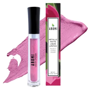 Aromi Cotton Candy Metallic Matte Liquid Lipstick, Frosty, Light Pink Lip Color with Shimmery Finish, Vegan & Cruelty-free, Long-Lasting Lipstick, Handmade (Cotton Candy)