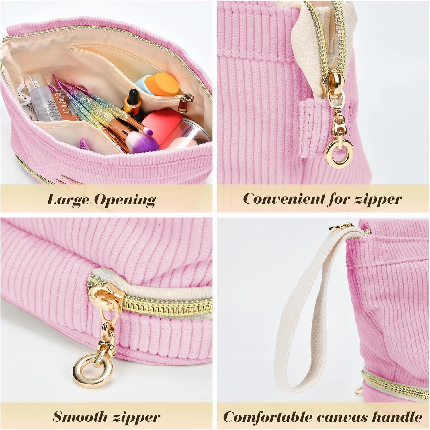 Birthday Gifts for Girls, Personalized Initial Make up Bag 18th Birthday Gifts for Girls Women, Travel Make up Bag Cosmetic Bag Preppy Stuff Bag for Her Mom Girlfriend Wife Teacher - Pink B