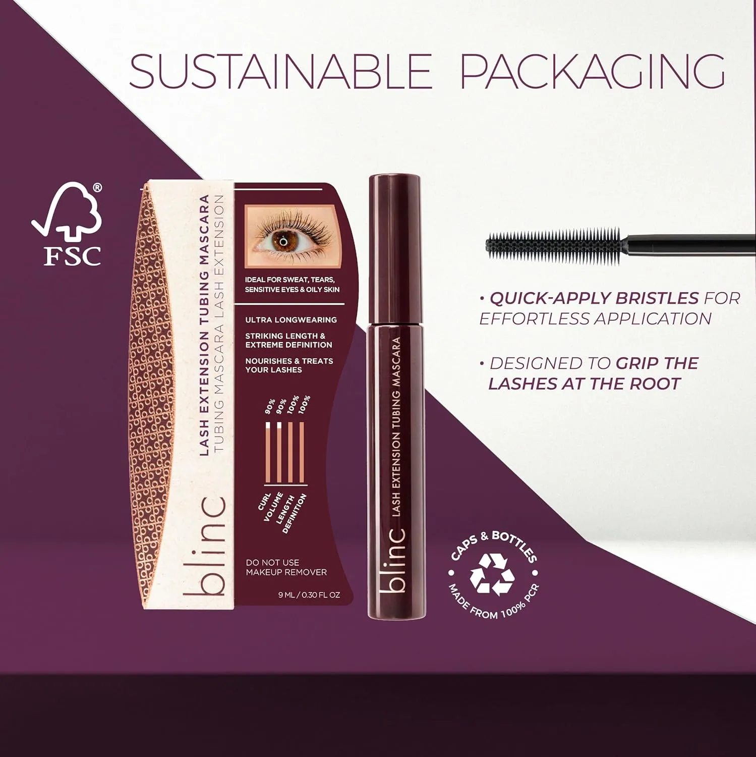 Blinc Lash Extension Tubing Mascara, Extreme Lengthening and Defining Mascara with Biotin, Ultra-Longwearing Washable Mascara, Clean, Vegan and Cruelty-Free, 9mL / 0.30 Fl. OZ