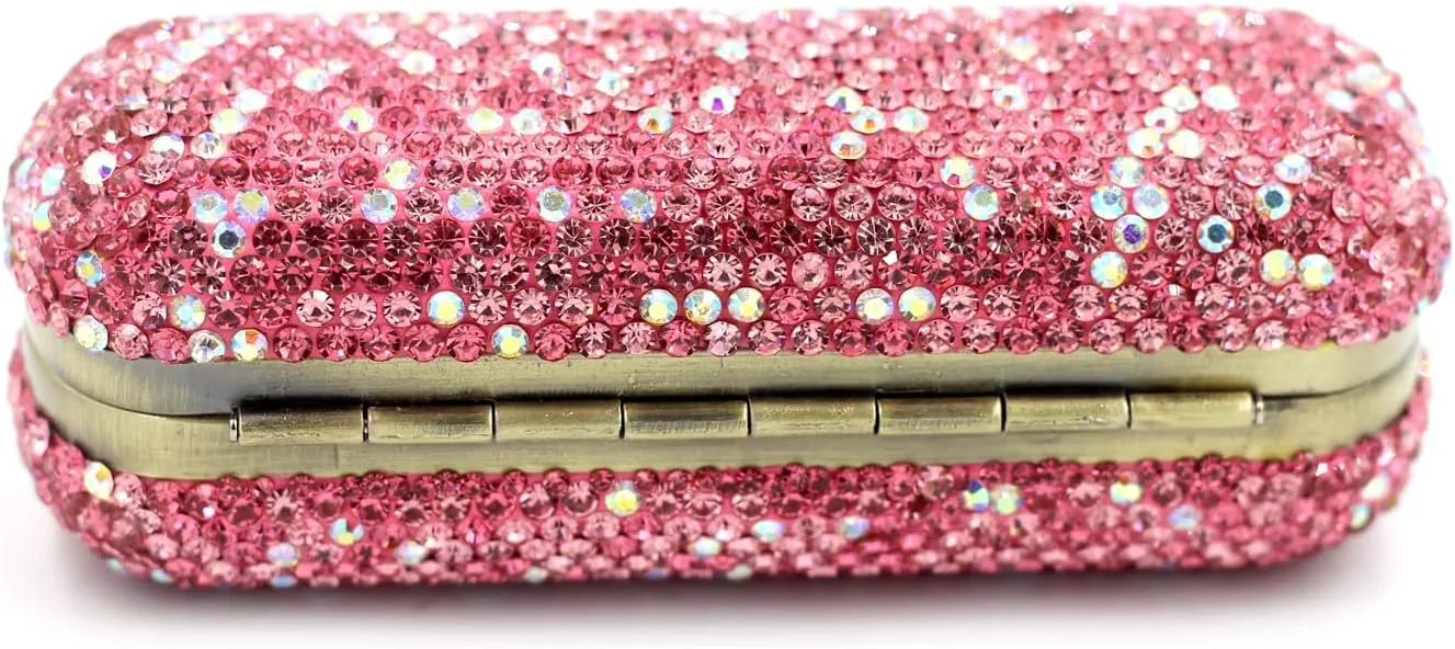 Bling Rhinestone Crystal Lipstick Case Holder Organizer bag Cosmetic Storage for Women's Lipstick Jewelry Kit (Pink)