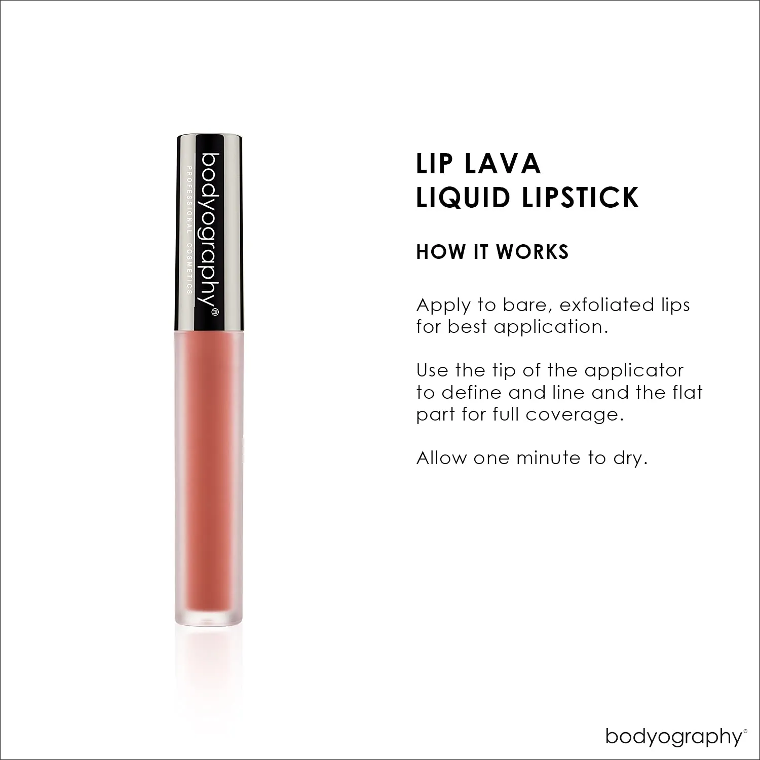 BODYOGRAPHY: Matte Lip Lava Liquid Lipstick (Bittersweet): Peach Nude Salon Makeup Long-Wearing Lipstick with Soft Opaque Finish | Vegan, Gluten-Free, Cruelty-Free, Paraben-Free