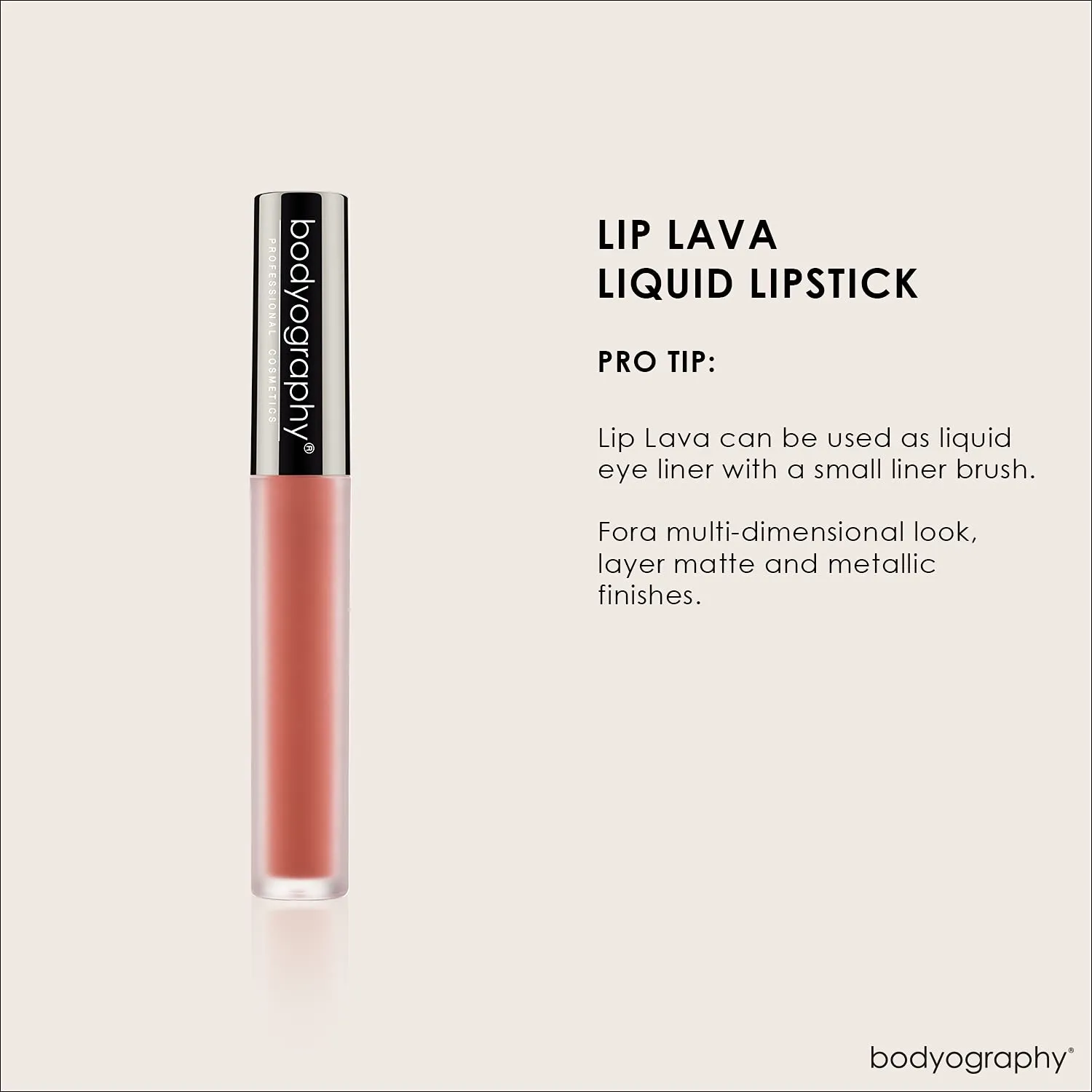 BODYOGRAPHY: Matte Lip Lava Liquid Lipstick (Bittersweet): Peach Nude Salon Makeup Long-Wearing Lipstick with Soft Opaque Finish | Vegan, Gluten-Free, Cruelty-Free, Paraben-Free