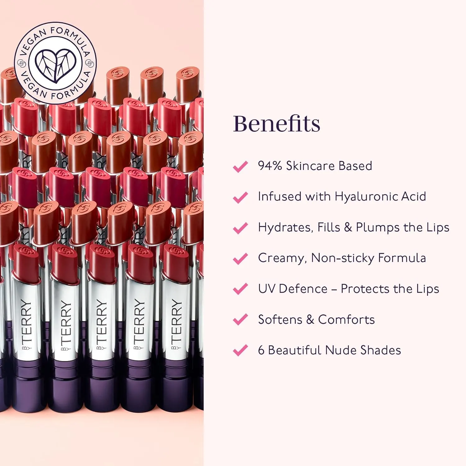 By Terry Hyaluronic Hydra-Balm Hydrating Lipstick, For Soft, Plump Lips, UV Defense, Add Color & Shine, Vegan, Love Affair