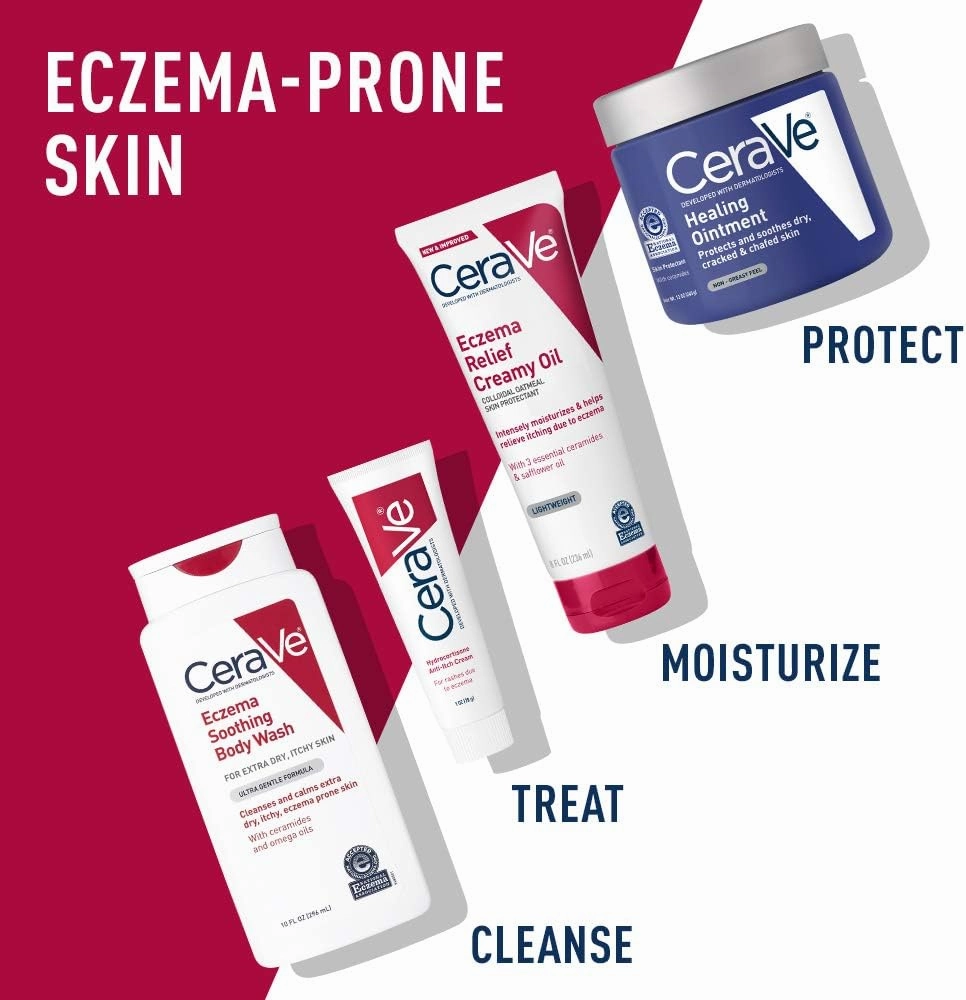 CERAVE Eczema Relief Creamy Body Oil | Anti Itch Cream for Eczema & Moisturizer for Dry Skin with Colloidal Oatmeal, Ceramides and Safflower Oil