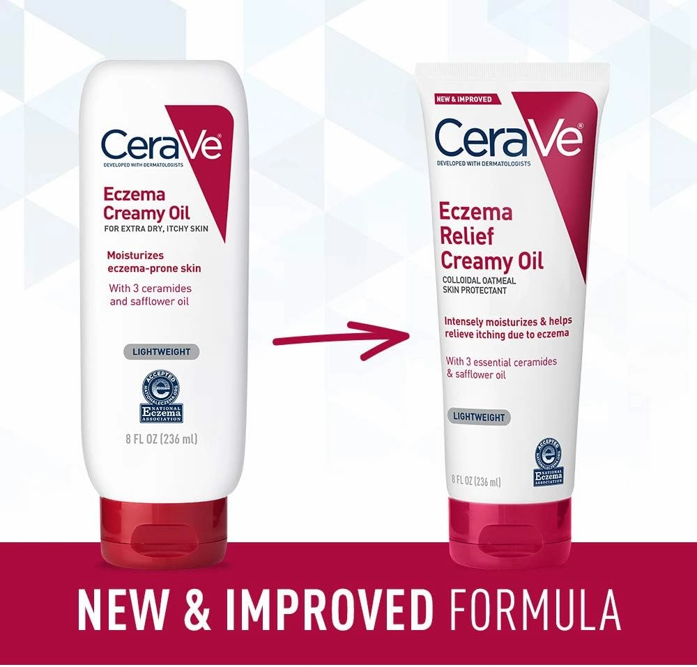CERAVE Eczema Relief Creamy Body Oil | Anti Itch Cream for Eczema & Moisturizer for Dry Skin with Colloidal Oatmeal, Ceramides and Safflower Oil