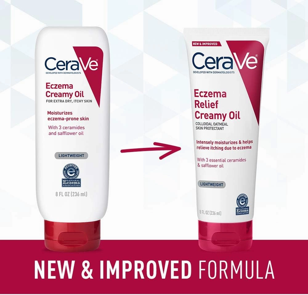 CERAVE Eczema Relief Creamy Body Oil | Anti Itch Cream for Eczema & Moisturizer for Dry Skin with Colloidal Oatmeal, Ceramides and Safflower Oil