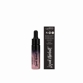 Certified Organic Resplendent Liquid Stardust Face and Body Intense Highlighter 03 Cool Pink. Made with Cornflower Water. Organic. Vegan. Cruelty-Free. Nickel Tested. Made in Italy