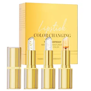 Color Changing Lipstick - Moisturizing Long-Lasting Lips Color, Smudge-Proof Lip Tint | Hydrating Colorr Shift Lip Balm, 3 Pack Lipstick for Women Makeup Travel Wedding Party Gift Occasions