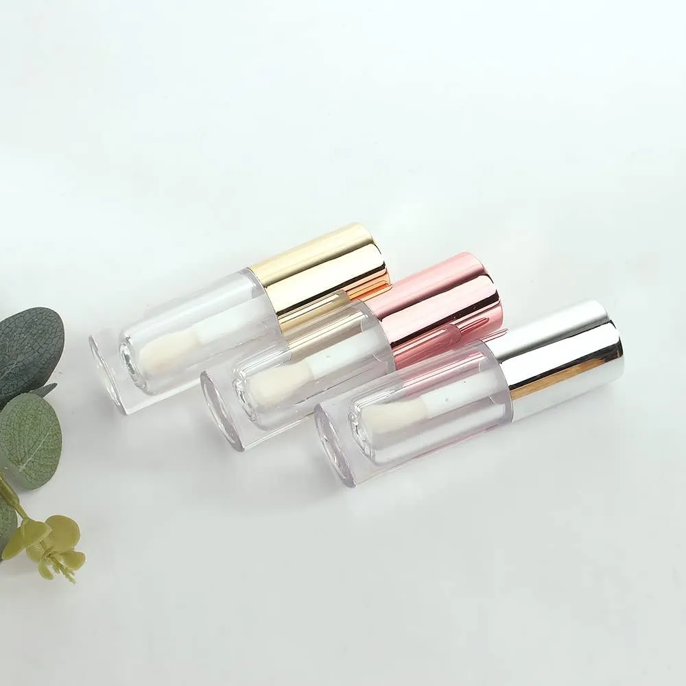 COSIDEA 14pcs Empty 6ml big doe foot wand Chunky lip gloss tubes for DIY lipgloss,Pink round lipgloss containers tubes with thick wand (Gold)