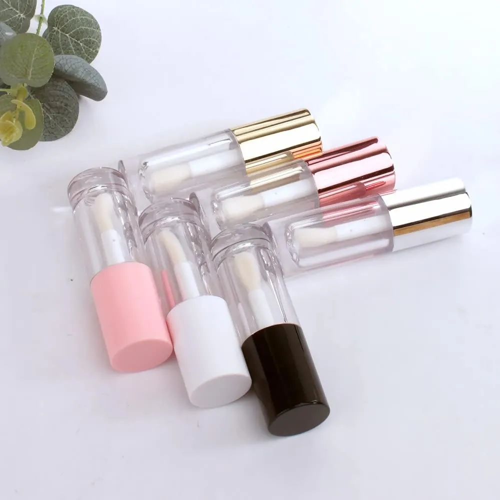 COSIDEA 14pcs Empty 6ml big doe foot wand Chunky lip gloss tubes for DIY lipgloss,Pink round lipgloss containers tubes with thick wand (Gold)