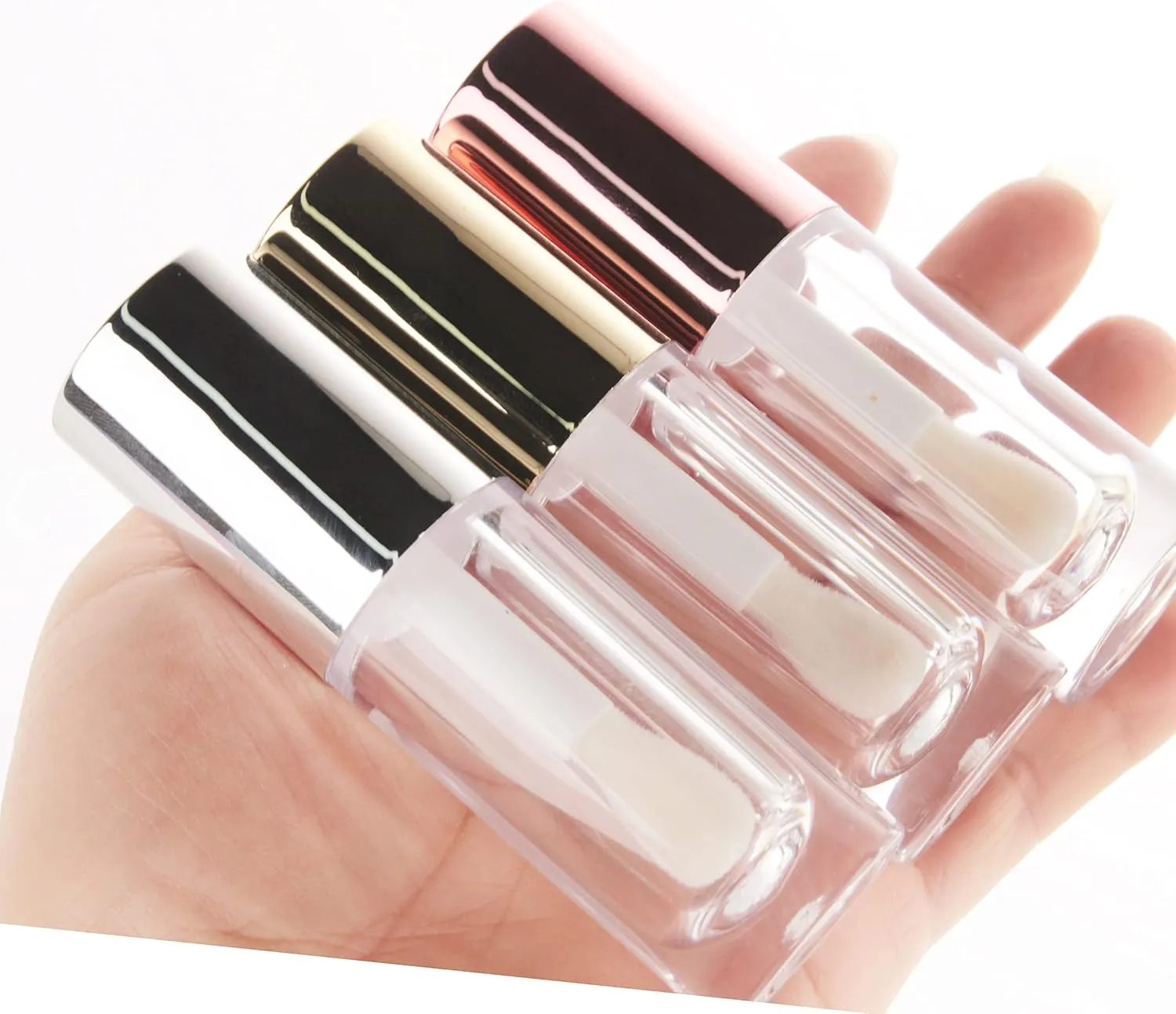 COSIDEA 14pcs Empty 6ml big doe foot wand Chunky lip gloss tubes for DIY lipgloss,Pink round lipgloss containers tubes with thick wand (Gold)