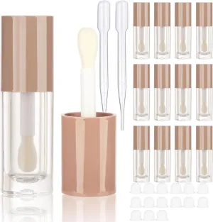 COSIDEA 14pcs Empty 6ml big doe foot wand Chunky lip gloss tubes for DIY lipgloss,Pink round lipgloss containers tubes with thick wand (Nude)