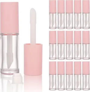 COSIDEA 15PCS Empty PETG big doe foot Wand Lip Gloss Tubes 10ml 0.33 OZ Pink lipgloss Tube with Thick brush Applicator for Castor oil tint DIY concealer tube packing