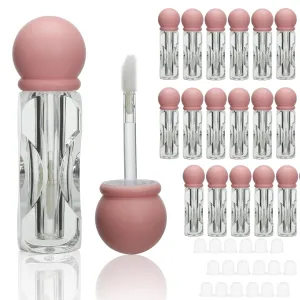 COSIDEA 18pcs Empty 3.5ml Pink lip gloss tubes with clear wand deo foot brush lipgloss tube container for lip oil