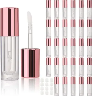 COSIDEA 30pcs 2.5ml Round Metal pink empty lip gloss tubes bulk with wand lipgloss bottle containers wholesale