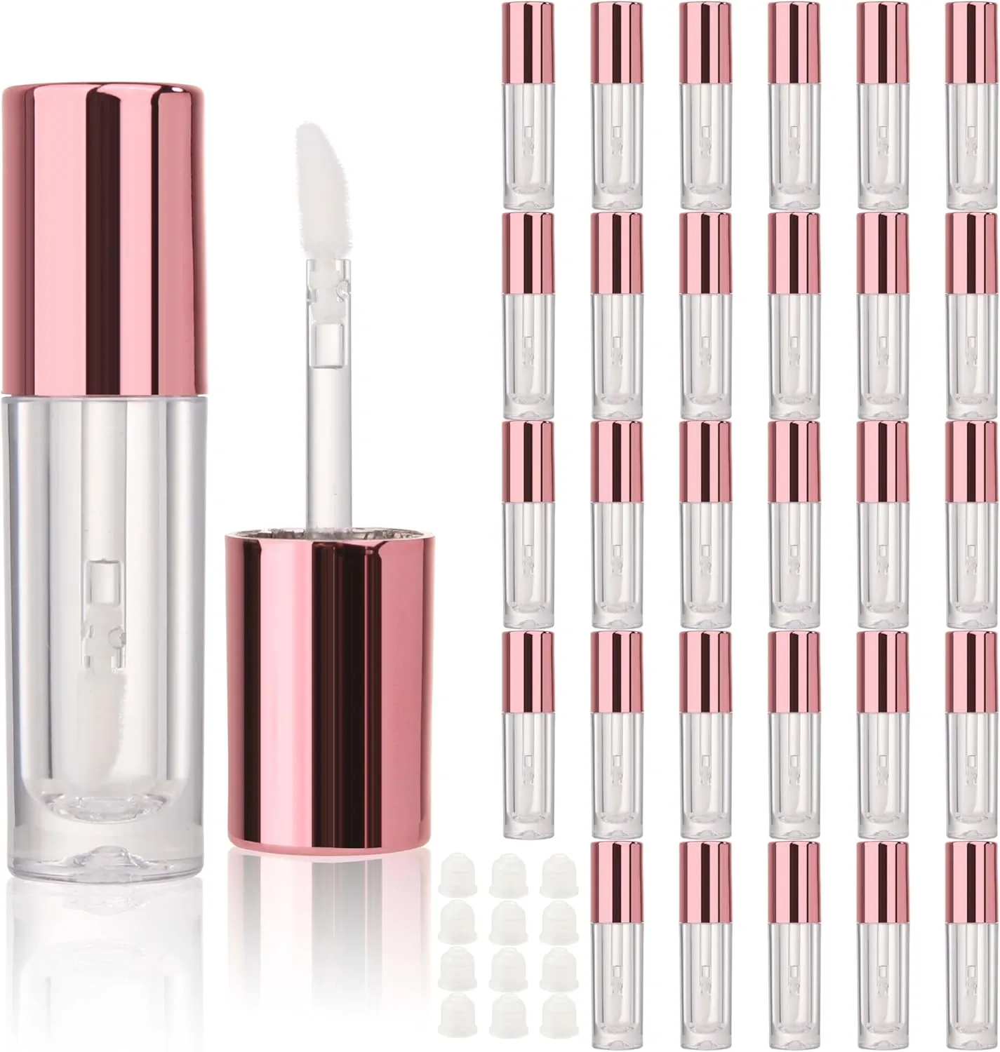 COSIDEA 30pcs 2.5ml Round Metal pink empty lip gloss tubes bulk with wand lipgloss bottle containers wholesale
