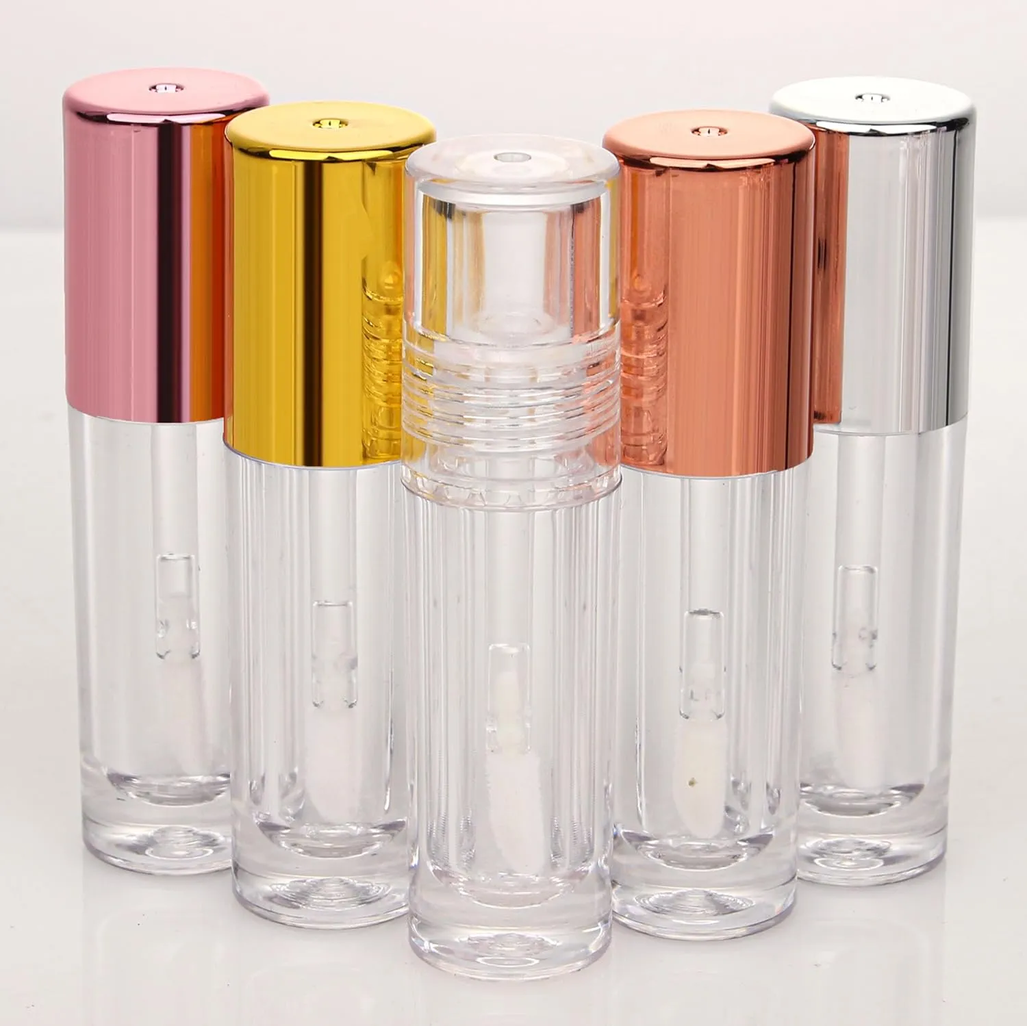 COSIDEA 30pcs 2.5ml Round Metal pink empty lip gloss tubes bulk with wand lipgloss bottle containers wholesale