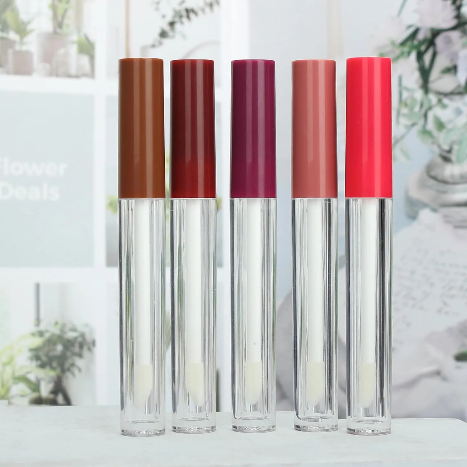 COSIDEA 50pcs Empty Round 1.5ml slim Pink lip gloss tubes with wand mini small size lipgloss tube containers in bulk