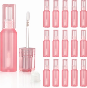 COSIDEA 15pcs Empty Thick wall 4ml 0.13oz Pink lip gloss tubes with wand square cap Cute bottle Shaped Lipgloss tube containers for lip oil packing