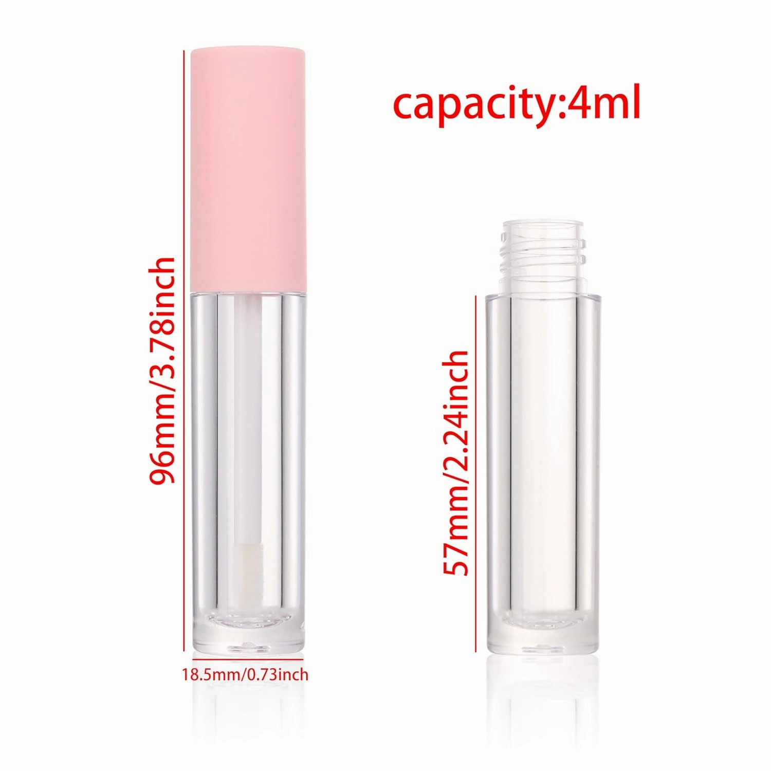 COSIDEA 26pcs 4ml Round empty lip gloss tubes bulk with wand Pink lipgloss bottle containers round