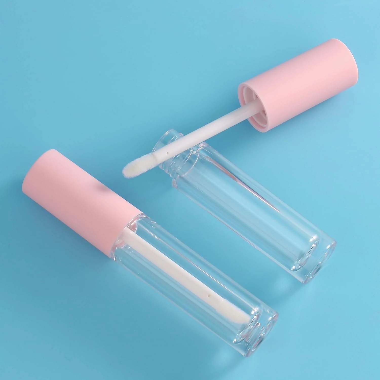 COSIDEA 26pcs 4ml Round empty lip gloss tubes bulk with wand Pink lipgloss bottle containers round