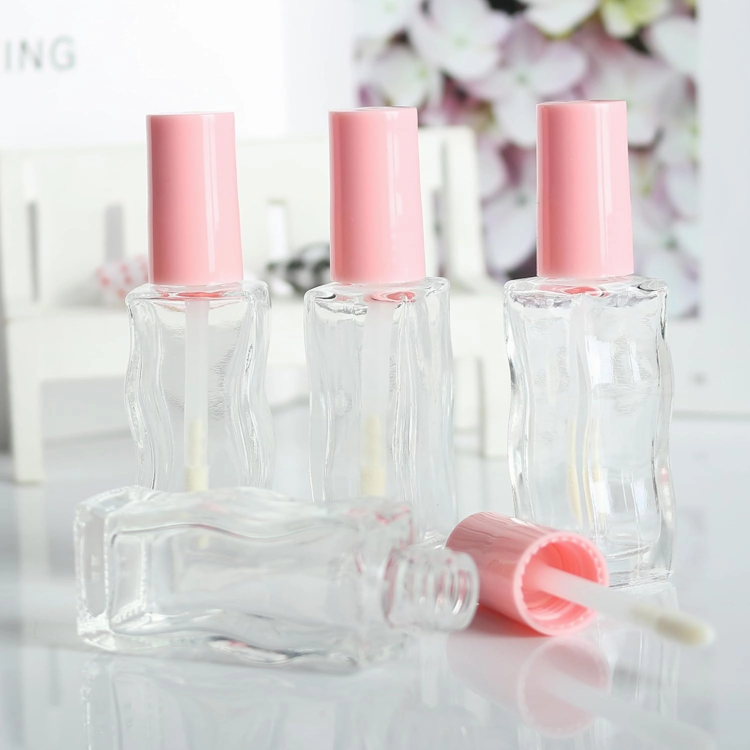 COSIDEA 30 pcs 10ml Pink Empty glass lip gloss tubes lipgloss tube container bottles for oils liptin packing whole sale in bulk